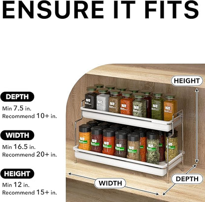 Simple Houseware 2-Tier Spice Rack Kitchen Bathroom Organizer Countertop Shelf, White