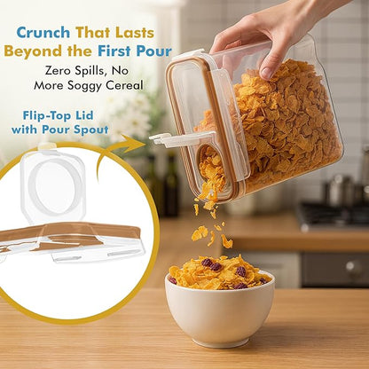 Shazo 2 Pack (15.4 Oz Cereal Capacity) Small Airtight Cereal Containers Storage with Lids, Perfect Space Saving BPA-Free Plastic Container, Pantry Organization and Canister for Rice, Sugar & Flour