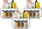 madesmart Tiered Spice Organizer, 8 Jars for Kitchen Essentials, Vertical Storage for Salt, Pepper, Cayenne, Soft-Grip Lining, Dual Handles, Grey (Pack of 3)