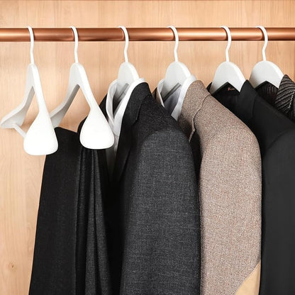 TOPIA HANGER White Wooden Coat Hanger 6 Pack, Wood Suit Hangers,Glossy Finish with Extra-Wide Shoulder, Thicker White Hooks & Anti-Slip Bar,Suitable for Coat, Suit,Dress,Jacket,Heavy Cloth - CT02W