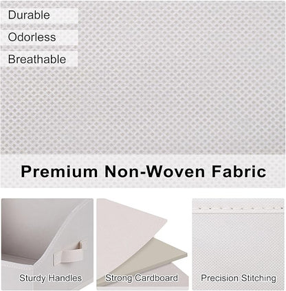 WUIKE 6 Pack Extra Large Closet Storage Bins with Handles, Fabric Trapezoid Storage Binsr for Organizing Clothes, Sheets, Blankets, White & Beige