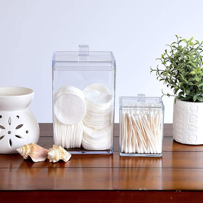 Youngever Clear Plastic Apothecary Jar, Square Shape (15 Ounce and 60 Ounce)