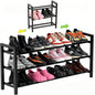 Expandable 3-Tier Shoe Rack Adjustable Shelf Organizer for Entryway Closet Freestanding Narrow Shoe Storage Cabinet for Small Spaces Holds 6-12 Pairs Heels Sneakers (Black, 3 Tier)