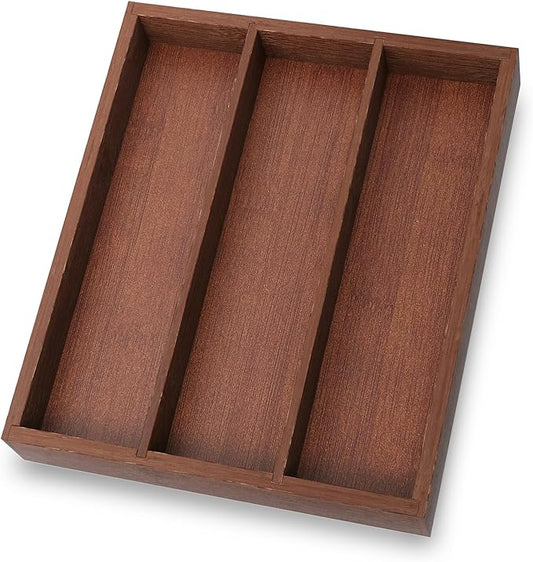 Fibogollo Silverware Organizer Bamboo Kitchen Drawer Organizer, Flatware Organizer Tray for Kitchen, Flatware, Utensils（Brown）