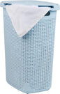 Mind Reader Slim Laundry Hamper with Lid, 60L Tall Clothes Basket, Narrow Tapered Design for Bathrooms, Closets and Laundry Rooms, Plastic, Baby Blue