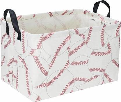 Rectangular Baseball Baskets, Sport Basket for Kids,Kids Basket, Boys Storage bins with Handles.Clothers,Toys,Books, Gifts Storage. (Baseball)