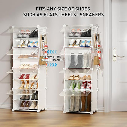 Shoe Storage,8 Tier Shoe Rack Organizer for Closet Shoe Cabinet with Door Shoe Shelves for Closet,Entryway,Hallway,Bedroom