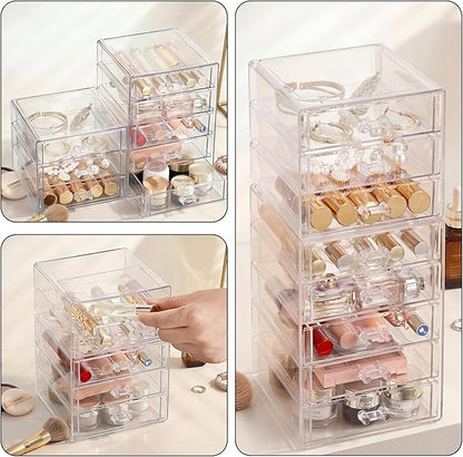 ELLDOO Rollerball Perfume Organizer with 5 Drawer, Clear Acrylic Perfume Storage Holder Beauty Scent Holder, Makeup Lipgloss Lipstick Display Case Office Supplies Box