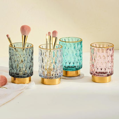 Makeup Brush Holder Organizer,Toothbrush Holders,Desk Pen Pencil Holder,Multifunctional Vintage Glass Brush Cup（A39-9-US）