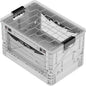 SIDIO Full-Size Collapsible Crate - Heavy Duty Stackable Storage Bin with Lid & 2 Short-Ways Dividers, Durable Plastic Organizer for Home, Office, Garage & Outdoor Use (White)