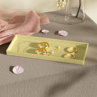Vanity and Bathroom Tray, 11.8" ABS Countertop Organizer,Waterproof Vanity Tray for Toilet Tank,Perfume,Soap,Keys,Bathroom Accessories,Kitchen and Bath Trays,Non Slip Small Trays,Gold
