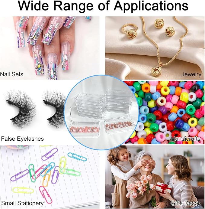 14Pcs Press On Nail Packaging Box Large,Press on Nail Storage Boxes for Press Ons Long, fit XL-3XL False Nail Display Cases with 60 Pcs Adhesive Tape, Plastic Clear Box for Fake Nails Storage Business
