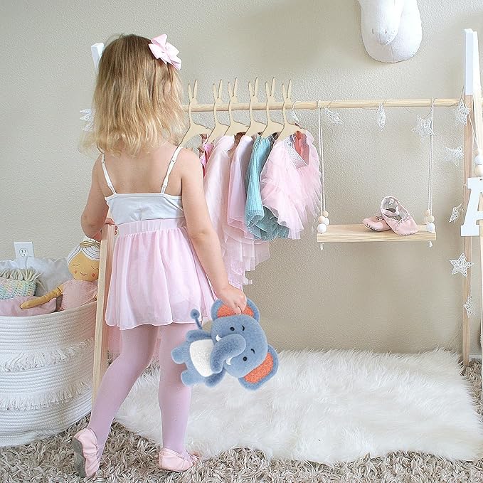 20PCS Wooden Kids Hangers 9" Baby Clothes Hangers, Baby Children Wooden Hangers, Cute Little Kids Hangers, Newborn Girl Boy Hangers for Clothing Pants Coats Skirts Storage (Rabbit Ear)