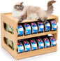Bamboo Can Organizer for Pantry, 2 Tier Canned Cat Food Organizer for Kitchen Counter, Cat Food Storage Holds up to 36 Cans, Can Rack Organizer for Human and Pet Food Cans, FIFO Design
