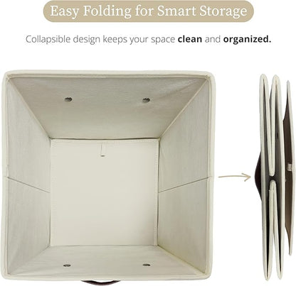 DECOMOMO Storage Cubes, 13x13x13 Storage Cube Bins with Labels, Fabric Organizer Bins (13" / 6pcs, Beige)