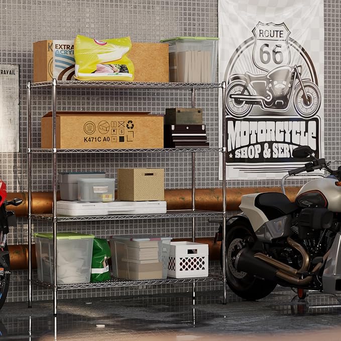 21" Deep x 54" Wide x 64" Height Wire Shelving Kit | 4-Tier | NSF Commercial Storage Rack Unit
