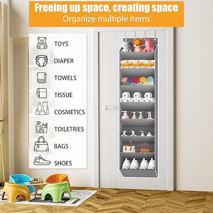 KYEVIS Over The Door Shoe Organizer Storage Fit 16-24 Pairs Hanging Shoe Rack Organiser for Closet Door, Deep Pocket Shoe Holder for Sneakers,Boots Storage(2 Pack Gray)
