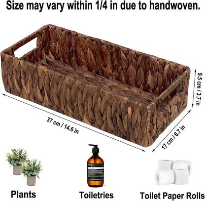 Handwoven Wicker Storage Basket-Hyacinth Material,Toilet Paper Holders with Handles,Storage Baskets for Organizing Living Room,Bedroom,Closet
