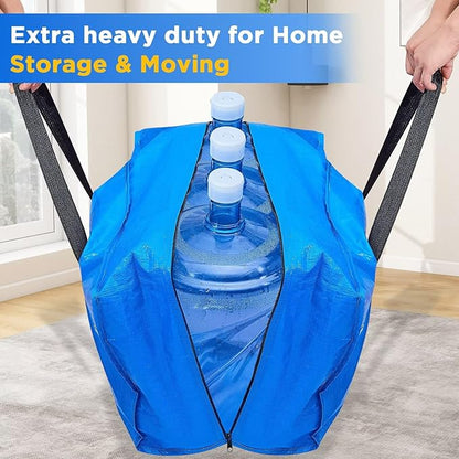BETU 12 Pack Moving Bags Moving Storage College Dorm Camping Packing Travel PE Heavy Duty, Sturdy Handle, Zipper Large Storage Tote Bag Moving Boxes Box Alternative - Blue 29L x 14W x 13H