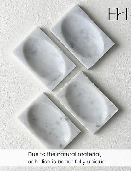 Marble Soap Dish for Shower - Stone Soap Tray Holder, Natural Soap Bar Holder Countertop Caddy, Marble Bathroom Accessories (Calacatta White Matte)