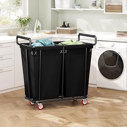 Gewudraw Large Laundry Hamper with Wheels, 2 Bag 360L Big Rolling Laundry Basket Sorter Cart, Extra Large Clothes Hamper, Heavy Duty Laundry Basket Organizer for Laundry Room, Bathroom