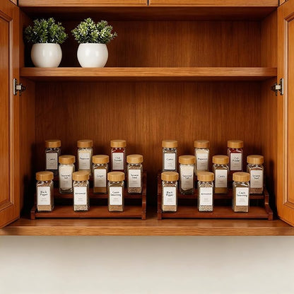 Bamboo Spice Rack，3-Tier Spice Rack Organizer for Cabinet or Pantry (Walnut, M)