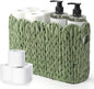 Kathfly Sage Green Toilet Paper Storage Basket Scalloped Wicker Woven Bathroom Basket Toilet Paper Holder Holds up to 6 Mega Rolls Woven Organizer for Home Bathroom Kitchen Offices