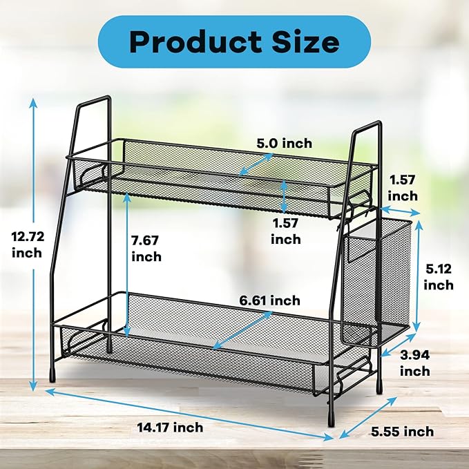 SPISPI Bathroom Organizer Countertop, Spice Rack Organizer for Cabinet,Bathroom Counter Organizer, Kitchen Countertop Organizer (Pack of 2)