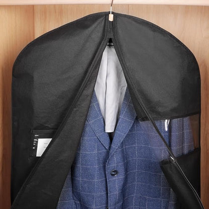 KEEGH 40" Suit Cover Bags for Men (Set of 10) Garment Bags for Hanging Clothes, Suit Bags for Closet Storage or Travel, Clothes Cover for Suits Coats with Clear Window and Label Pocket, Black