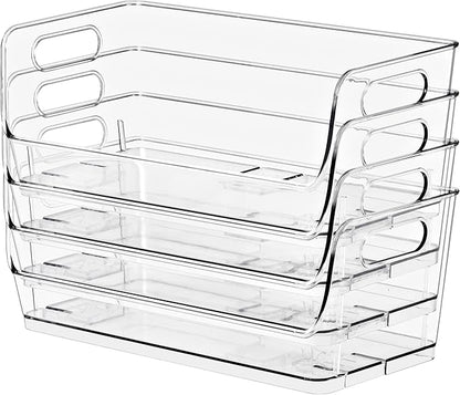 Sorbus Stackable Storage Bins Open Front, Clear Stackable Storage Bins, Pantry Bins for Storage and Organization, Acrylic Stackable Bins for Kitchen, Clear Pantry Organizer Bins (Small Wide 8 Pack)
