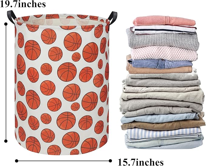 Basketball Kids Laundry hamper Baby Hamper for Nursery Boy and Girl Hamper Cute Kids Toys Storage Bin Organizer Room Decor for Home(Basketball)