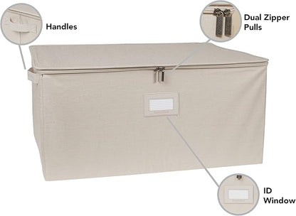 Covermates Platter Storage Box – Serveware & China Storage Container with Dual Zippers, ID Window, Reinforced Handles & Structured Walls for Platter, Dish & Serving Tray Protection, Beige Heather
