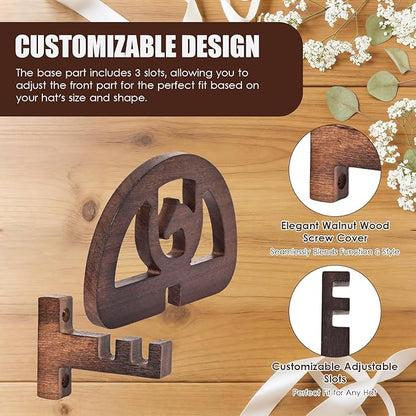 Rustic Wood Wall Mounted Cowboy Hat Rack, Brown Western Horse Design,