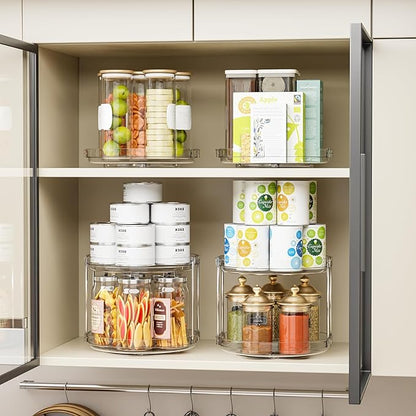 4 Pack Rotating Small Lazy Susan Turntable Organizer for Cabinet,9.5 Inch Clear Acrylic Spice Rack,Turn Table Organizers for Refrigerator,Kitchen,Pantry and Vanity Makeup,Bathroom Countertop Organizer