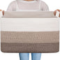 OIAHOMY Large Blanket Basket, 65L Cotton Rope Woven Laundry Basket, Toy Bin for Baby Room, Container for Blanket Storage in Living Room, 20''×16''×12'', Gradient Brown