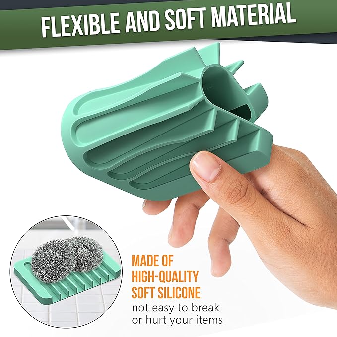 ZAPPOWARE 2-Pack Silicone Soap Dish with Drain - Bar Soap Holder (Light Green) for Shower & Bathroom Sink - Self Draining Waterfall Soap Saver Tray for Kitchen, Prevents Sticky Mess, Easy to Clean