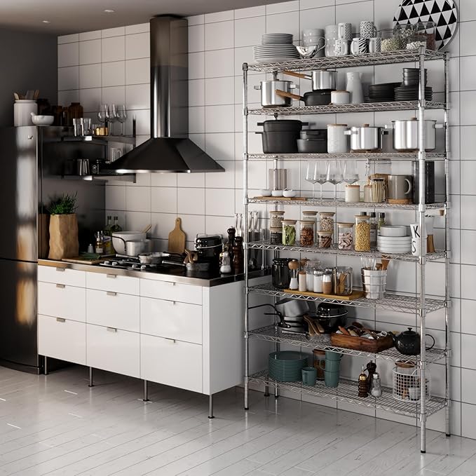 14" Deep x 48" Wide x 86" Height Wire Shelving Kit | 8-Tier | NSF Commercial Storage Rack Unit