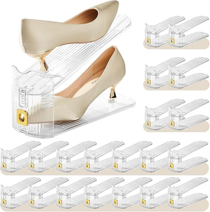 20 Pack Shoe Slots Organizer,Adjustable Shoe Stackers for a Pair of Shoes Double Deck Shoe Rack Holder for Closet