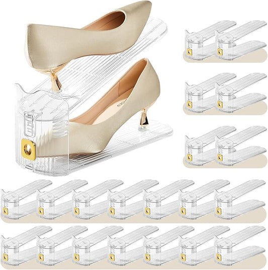 36 Pack Shoe Slots Organizer for Closet, Adjustable Shoe Stackers for a Pair of Shoes Shoe Rack Storage Shoe Space Saver 50% Shoe Shelf Display Holder for Closet