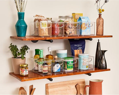 iDesign Stackable Pantry Bins with Handles, 4 Small and 4 Medium Bins, 8 Pack, Clear, Made in USA