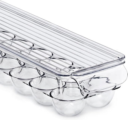 Sorbus Soda Can Organizer for Refrigerator & Egg Holder for Fridge Set, 1 Stackable Can Holder Dispenser Holds 12 Cans Each & 1 Egg Holders with Lid holds 14 eggs for Fridge, Pantry, Freezer, BPA-Free