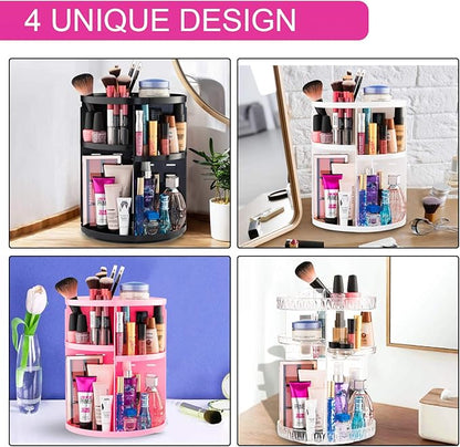 360° Rotating Makeup Organizer - Cosmetic Organizer for Bedroom Dresser & Vanity Countertop - Multi-Function Storage Makeup Carousel - Clear