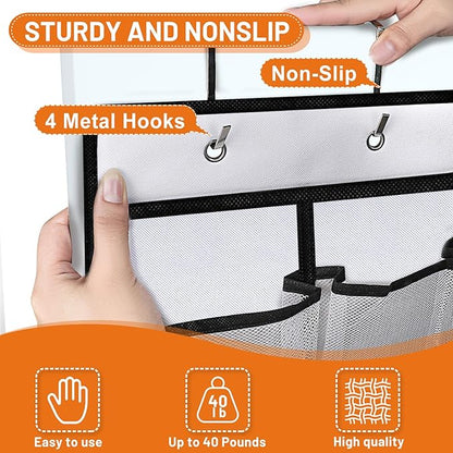 Aheroi 2 Pack 35 Pockets Over Door Shoe Organizer, White, Holds Up to 40 lbs, Mesh Pockets, Foldable, Hanging Shoe Rack