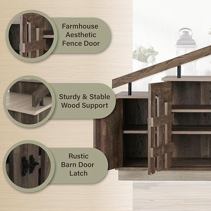 24/7 Shop at Home Cadence Farmhouse Hidden Shoe Cabinet Entryway, Hallway, Decorative Storage with Doors, Staircase-Style Enclosed Footwear Furniture, 12 Pair, 46 in. Width, Oak Brown