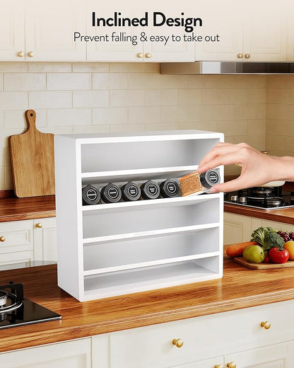 Orimade 4 Tier Spice Rack Organizer for Cabinet, Freestanding Bamboo Seasoning Rack for Countertop, Cupboard, Pantry, Kitchen, 13.18 x 4.13 x 12.2 inches(Spice Jars Not Included), Walnut Stain