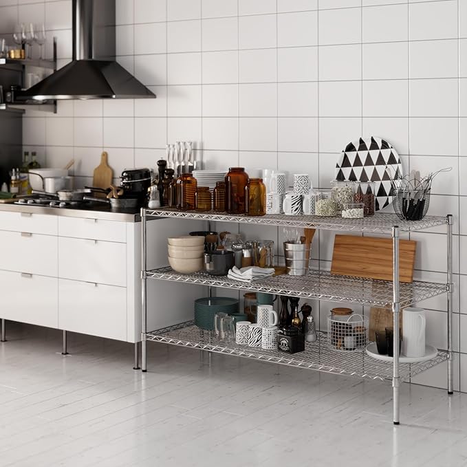 24" Deep x 60" Wide x 34" Height Wire Shelving Kit | 3-Tier | NSF Commercial Storage Rack Unit
