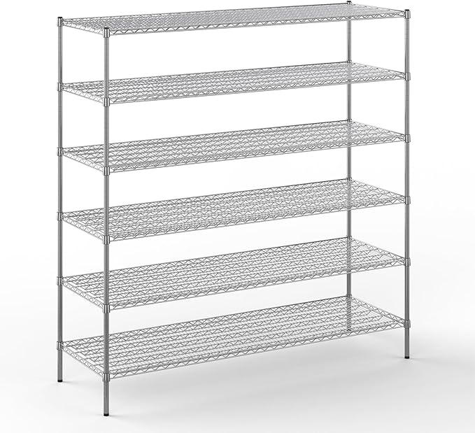 24" Deep x 72" Wide x 74" Height Wire Shelving Kit | 6-Tier | NSF Commercial Storage Rack Unit