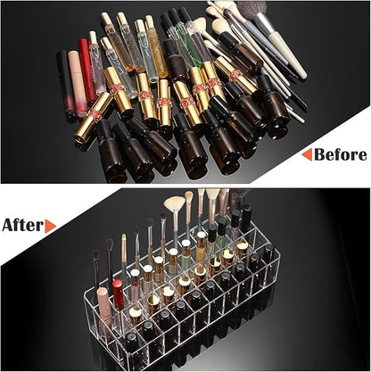 ELLDOO Rollerball Perfume Organizer, 44 Spaces Clear Acrylic Perfume Storage Holder Beauty Scent Holder, Essential Oil Storage Holder Organizer, Makeup Lipgloss Lipstick Display Case