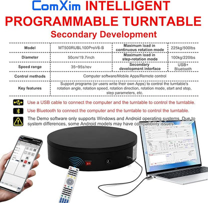 Programmable Large Motorized Electric Turntable Command-Controlled Rotating Platform Photography Turntable Secondary Development Motorized Electric Lazy Susan for 3D Scaner or Photography with API