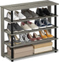 Furinno Turn-N-Tube 5 Tier Wide Shoe Rack, French Oak Grey/Black , 32 Inch